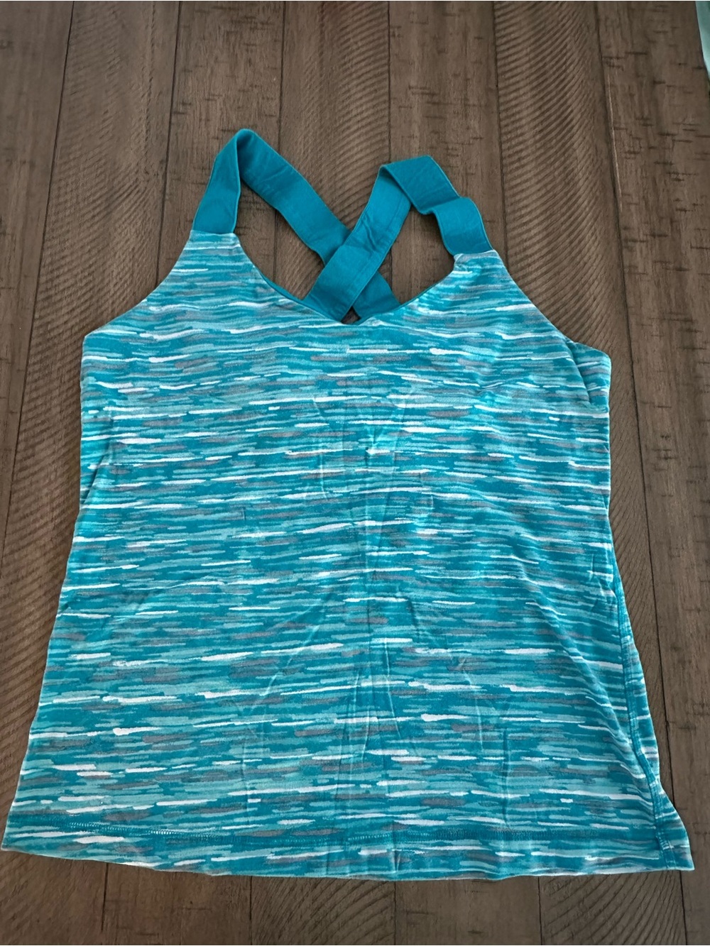 Ideology Medium Teal and White Space-Dye Sports Tank